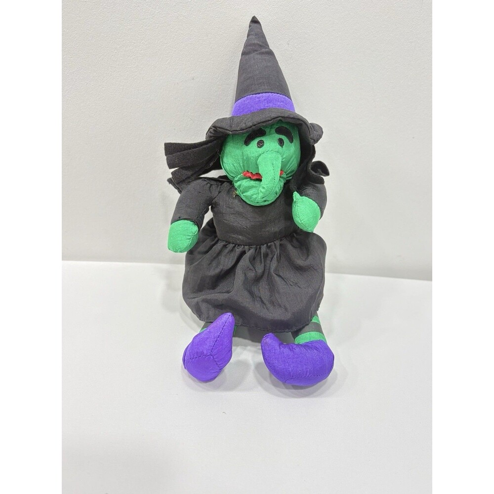 Vintage 1998 International Silver Co Halloween Green Witch Plush Doll 10"